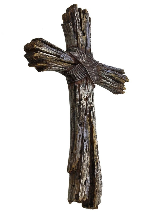De Leon Collections Rustic Decorative Driftwood Wall Cross - Faux Weathered Wood Rugged Jesus Art - Image 2